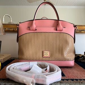 Dooney & Bourke Beacon Woven Domed Satchel in Coral